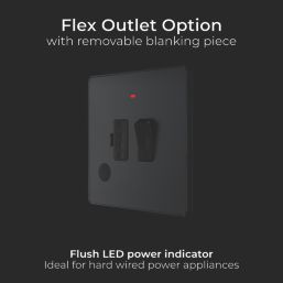 British General Evolve 13A Switched Fused Spur with LED Matt Black with Black Inserts