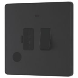 British General Evolve 13A Switched Fused Spur with LED Matt Black with Black Inserts