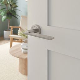 Cooke & Lewis Oanig Lever on Rose Door Handles Pair Satin Nickel