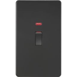 Knightsbridge  45A 2-Gang DP Control Switch Matt Black with LED