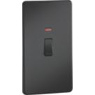 Knightsbridge  45A 2-Gang DP Control Switch Matt Black with LED