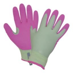 ClipGlove Warm 'n' Waterproof  Womens Polyester & Latex Gardening Gloves Pink / Mint Medium