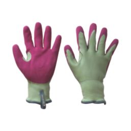 ClipGlove Warm 'n' Waterproof  Womens Polyester & Latex Gardening Gloves Pink / Mint Medium