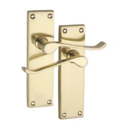 Smith & Locke  Fire Rated Latch Door Handles  Pair Polished Brass