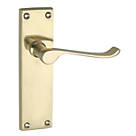 Smith & Locke  Fire Rated Latch Door Handles  Pair Polished Brass