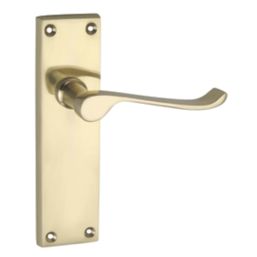 Smith & Locke  Fire Rated Latch Door Handles  Pair Polished Brass