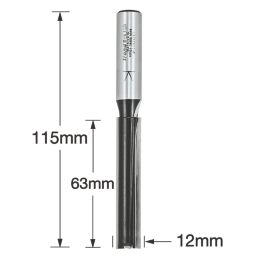 Trend TR37X1/2TC 1/2" Straight Long Reach Router Cutter 12mm x 63mm