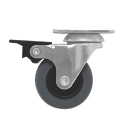 Essentials Heavy Duty TPR Braked Swivel Castor 50mm Grey