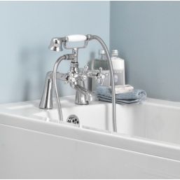 Swirl Traditional Chrome 286.5mm Deck Mounted Dual Control Manual Shower Mixer Tap