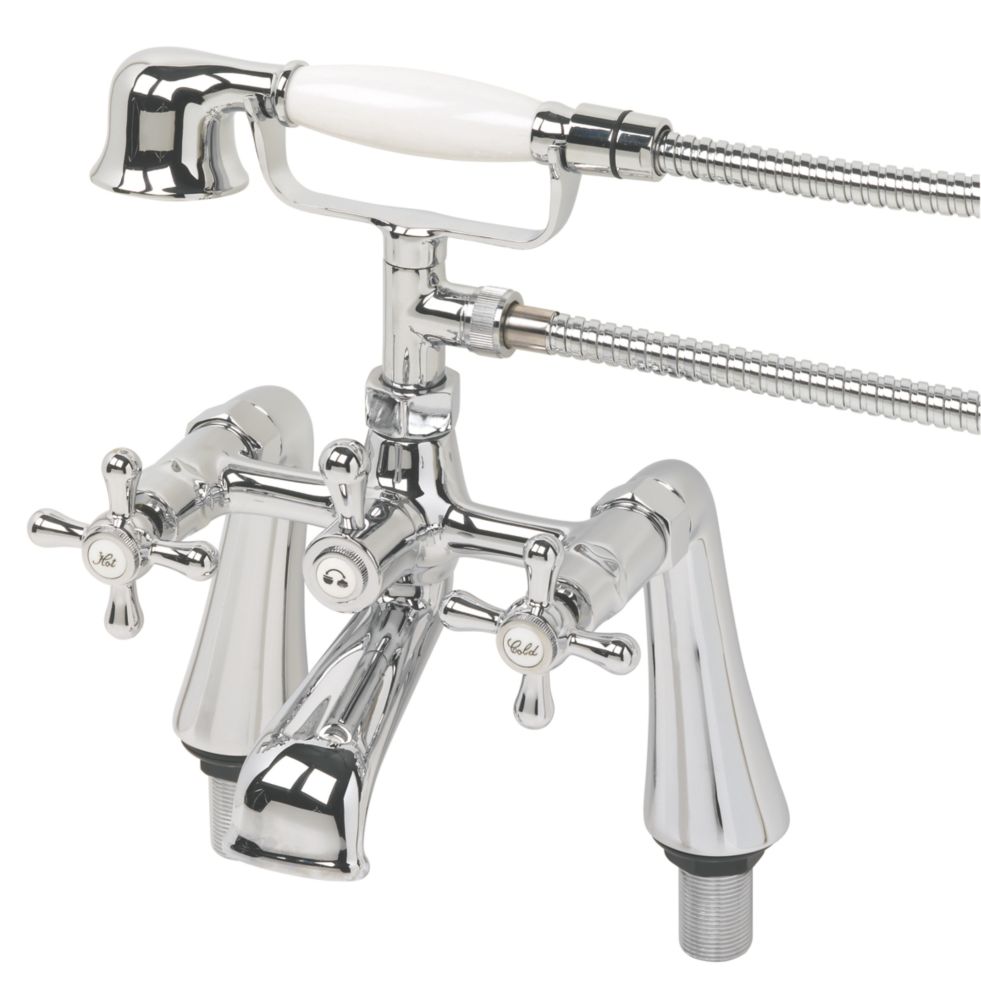 Swirl Traditional DeckMounted Bath Shower Mixer Tap Chrome Screwfix