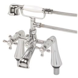 Swirl Traditional Chrome 286.5mm Deck Mounted Dual Control Manual Shower Mixer Tap