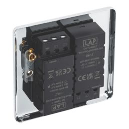 LAP  2-Gang 2-Way LED Dimmer Switch  Polished Chrome with Colour-Matched Inserts