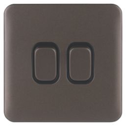 Schneider Electric Lisse Deco 10AX 2-Gang 2-Way Light Switch  Mocha Bronze with Black Inserts