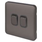 Schneider Electric Lisse Deco 10AX 2-Gang 2-Way Light Switch  Mocha Bronze with Black Inserts