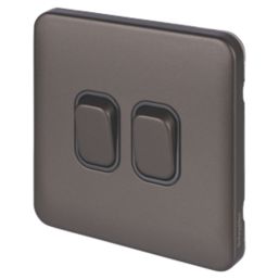 Schneider Electric Lisse Deco 10AX 2-Gang 2-Way Light Switch  Mocha Bronze with Black Inserts