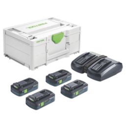 Festool 577105 18V 4.0Ah Li-Ion Airstream Li-High Power & Bluetooth Batteries & Charger 5 Piece Set