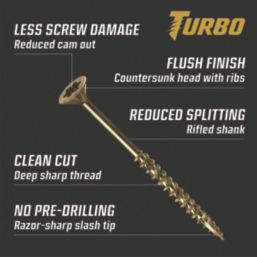 Turbo TX  TX Double-Countersunk  Multipurpose Screws 6mm x 80mm 100 Pack