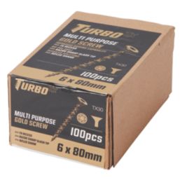 Turbo TX  TX Double-Countersunk  Multipurpose Screws 6mm x 80mm 100 Pack