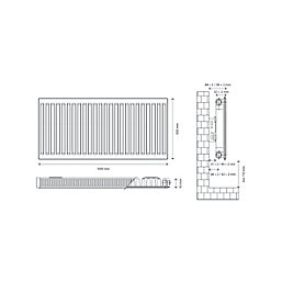 Flomasta  Type 11 Single-Panel Single Convector Radiator 600mm x 1000mm White 3244BTU