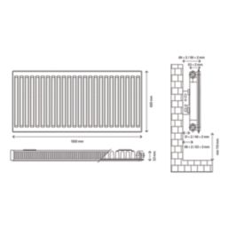 Flomasta 600mm x 1000mm 3244BTU White Type 11 Convector Radiator