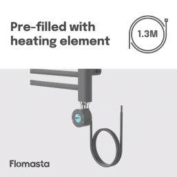 Flomasta 1200mm x 400mm 853BTU Anthracite Flat Electric Towel Radiator