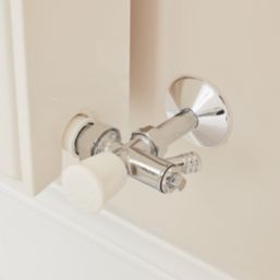 Flomasta  15mm x 21mm White/Chrome Angled Modern Manual Radiator Valve Head & Body With Drain Off