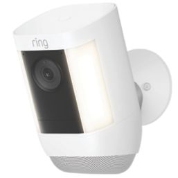 Ring Cam Pro Battery-Powered White Wireless 2K Outdoor Smart Camera with Spotlight & PIR Sensor