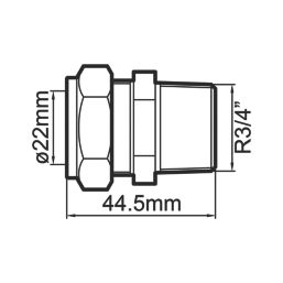 Flomasta  Brass Compression Adapting Male Coupler 22mm x 3/4"