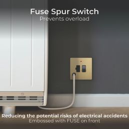 British General Evolve 13A Switched Fused Spur with LED Satin Brass with Black Inserts