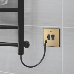 British General Evolve 13A Switched Fused Spur with LED Satin Brass with Black Inserts