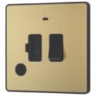 British General Evolve 13A Switched Fused Spur with LED Satin Brass with Black Inserts