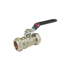 Compression Full Bore 22mm Lever Ball Valve with Black Handle
