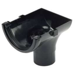 FloPlast  uPVC Half Round Stop End Outlet Black 112mm x 68mm