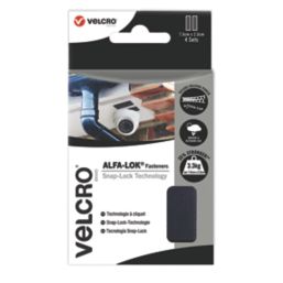 Velcro Brand Alfa-Lok Black Hook-to-Hook Fasteners 75mm x 25mm 4 Pack