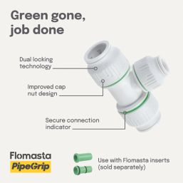 Flomasta  Plastic Push-Fit Reducing Tees 22mm x 22mm x 15mm 2 Pack