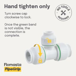 Flomasta  Plastic Push-Fit Reducing Tees 22mm x 22mm x 15mm 2 Pack