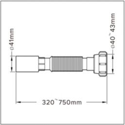 Flomasta  Flexible Waste Pipe White 40mm x 320-750mm