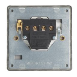 Contactum Lyric 20A 1-Gang DP Control Switch Brushed Steel  with White Inserts