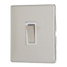 Contactum Lyric 20A 1-Gang DP Control Switch Brushed Steel  with White Inserts