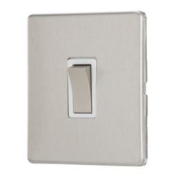 Contactum Lyric 20A 1-Gang DP Control Switch Brushed Steel  with White Inserts