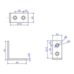 Essentials Angle Bracket Silver 40mm x 40mm x 40mm