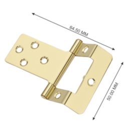 Smith & Locke Polished Brass  Door Hinge 50mm x 64.6mm 2 Pack