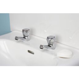 Bristan Club Chrome 65mm Deck Mounted Round Head 2 Tap Holes Basin Pillar Tap