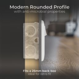 British General 800 Series 13A 2-Gang SP Switched Socket + 3A 45W 2-Outlet Type A & C USB Charger White