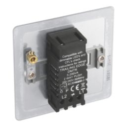 LAP  1-Gang 2-Way LED Dimmer Switch  Brushed Steel with Colour-Matched Inserts