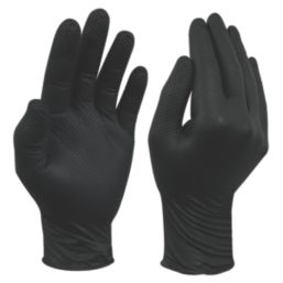 Site  Nitrile Powder-Free Disposable Grip Gloves Black Medium 50 Pack