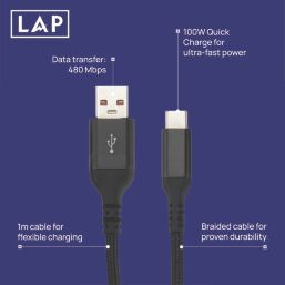 LAP USB-A to USB-C Charging Cable 1m