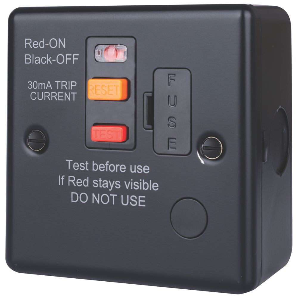 British General 13A Unswitched Metal Clad Passive RCD Fused Spur & Flex ...
