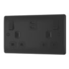 British General Nexus Metal 13A 2-Gang SP Switched Socket + 3.25A 65W 2-Outlet Type C USB Charger Matt Black with Black Inserts