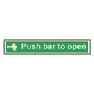 Essentials  Photoluminescent "Push Bar To Open" Sign 100mm x 600mm